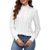 imageMicoson Women Lace Shirts Mock Neck Long Sleeve Top Casual Blouses Stretch Lace Slim T Shirt Dressy Blouse Tunic Tops